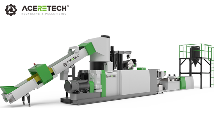 ACS –PRO单螺杆塑料压实造粒回收设备带除尘装置
